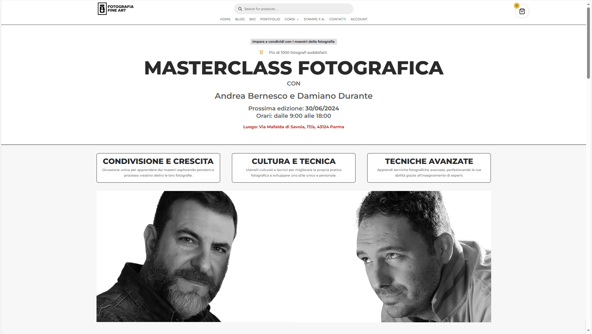 MASTERCLASS CON ANDREA BERNESCO E DAMIANO DURANTE 30 GIUGNO PARMA NUMERO CHIUSO